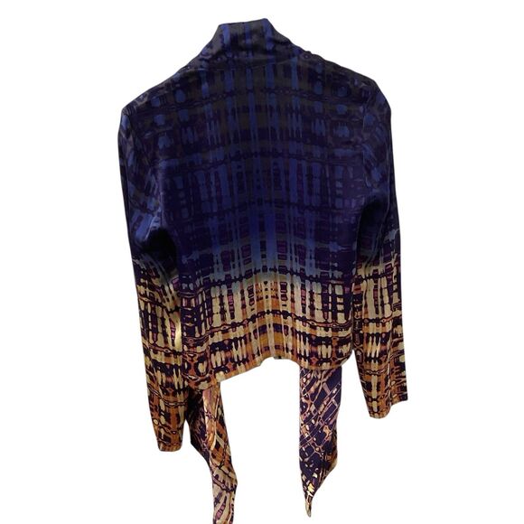 Twelfth Street By Cynthia Vincent Silk Cardigan Blue Orange Women’s Size Small - Picture 2 of 11